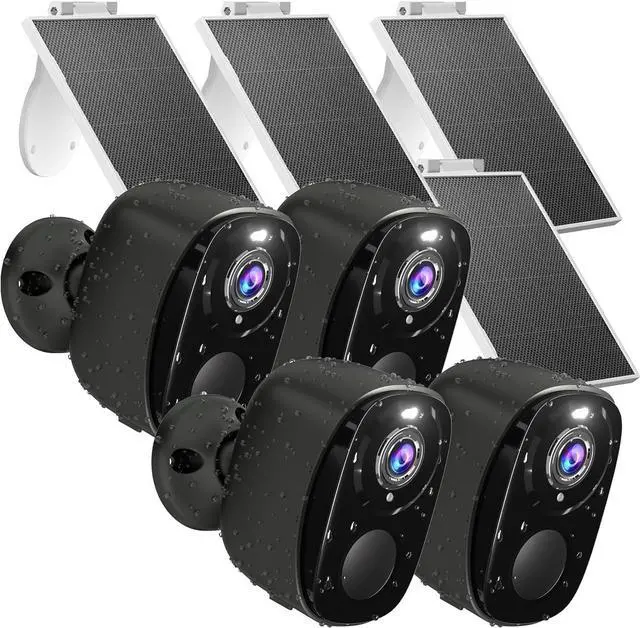 Main image of Gadpiparty Security Cameras Wireless Outdoor 4Pack, 2k WiFi Cameras for Home Security with Solar Panel Battery Powered.AI Motion Siren, Color Night Vision, Spotlight, Waterproof, Cloud/SD Storage,Wor