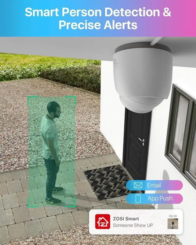 Alt view image 3 of 7 - Gadpiparty ZOSI C220 4MP QHD 2.5K Add-On PoE IP Camera with Cable, 1440p Surveillance Outdoor Camera to Home Security System, Only Work with Our PoE NVR, 100ft IR Night Vision, AI Human Detection, On