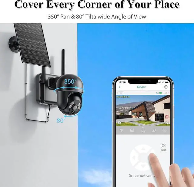 Alt view image 5 of 7 - 4G LTE Cellular Security Camera Wireless Outdoor, 3MP No WiFi Solar Powered Security Camera, 2K Color Night Vision, PIR Motion Detection, Full Coverage Live View, 2 Way Talk, Built in Sim Card