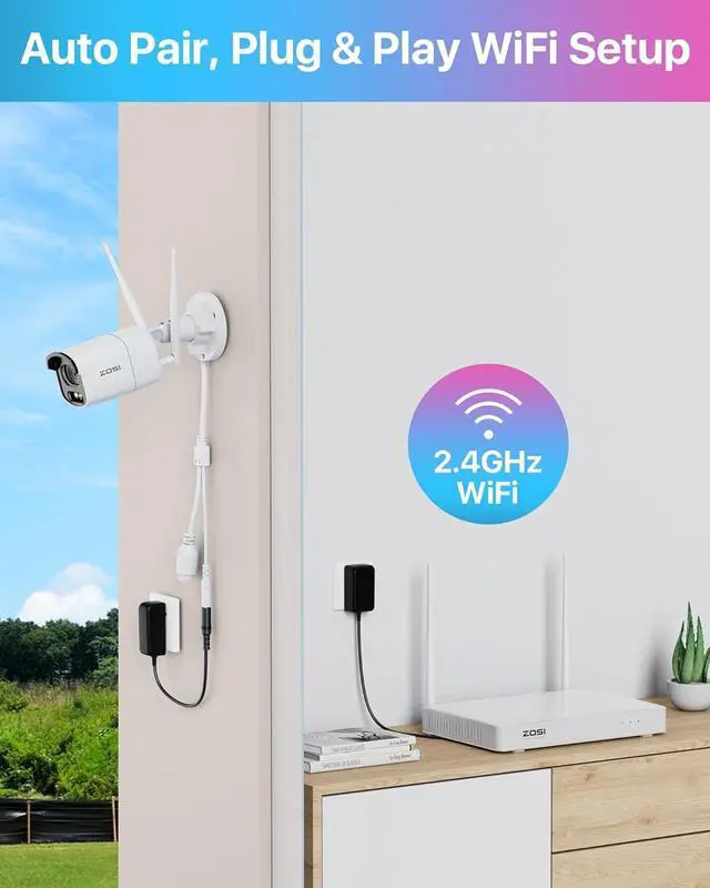 Alt view image 6 of 7 - Gadpiparty ZOSI 4MP 2.5K QHD WiFi Security Camera System Outdoor, 8 Channel H.265+ NVR with 2TB HDD for 24/7 Record, 8 X 4MP Wireless Camera, Color Night Vision, Plug-in, AI Detection, 2-Way Audio, S