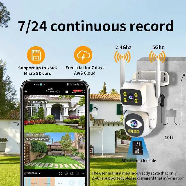 Alt view image 7 of 7 - Gadpiparty Dual Lens Cameras for Home Security,2.4G/5G PTZ Outdoor Plug-in Camera,Motion Tracking,Night Vision,24/7 Continous Recording,Work With NVR/DVR Surveillance System,Weather Proof,SD/Cloud St