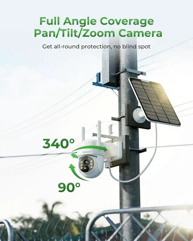 Alt view image 3 of 5 - Gadpiparty CAMCAMP 2K PTZ Wireless Solar Security Camera Outdoor for Solar Powered Home Security Camera Wireless System, No WiFi Need, Color Night Vision PIR Motion Detection App Alert 2-Way Talk IP6
