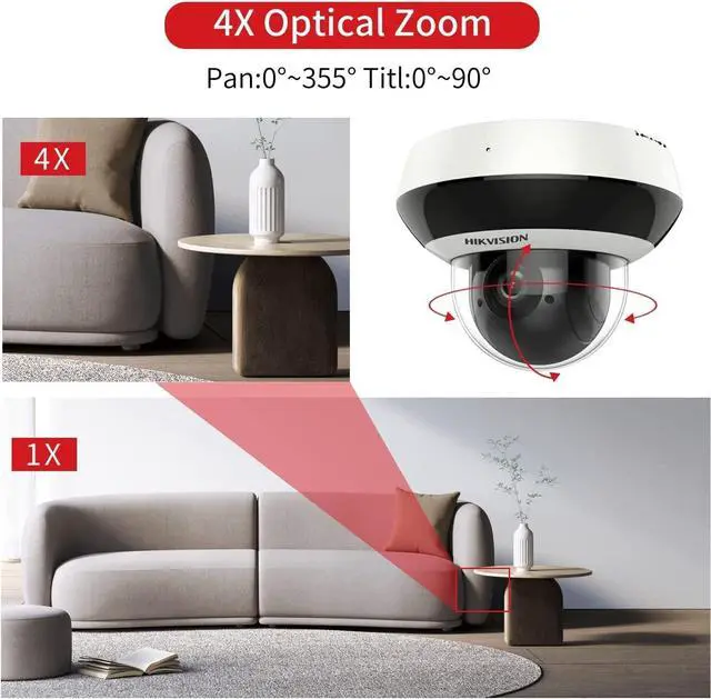 Alt view image 2 of 7 - Gadpiparty kvson DS-2DE2A404IW-DE3 4MP PTZ POE IP Camera Outdoor, 2.8-12MM Vari-Focal Lens, 4× Optical Zoom 65ft IR IK10 IP66 H.265+ International Version, Compatible with Hik Vision IP Camera NV