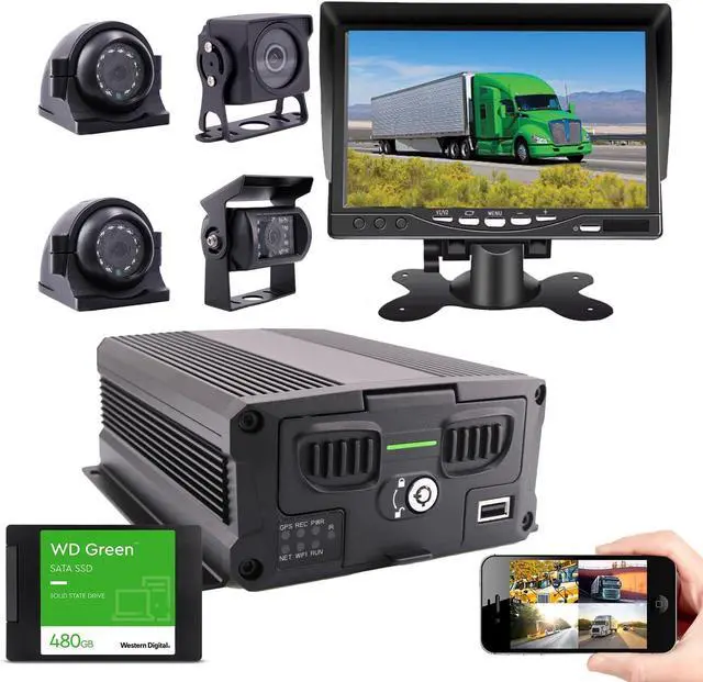 Main image of Gadpiparty JOINLGO 4CH 4G GPS WiFi 1080P Mobile Vehicle Car Dvr Security Camera System 4Pcs WDR Car Cameras with Night Vision, Weatherproof, Remote Monitor on APP/Web for Truck Fleet(480GB SSD Includ