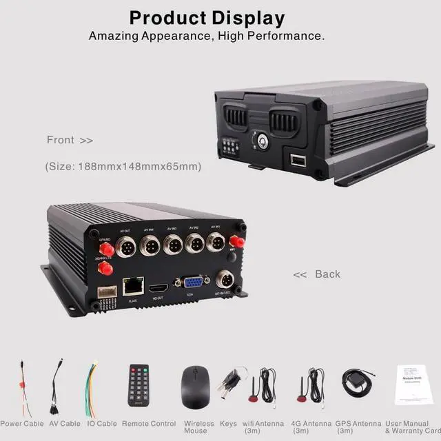 Alt view image 3 of 7 - Gadpiparty JOINLGO 4CH 4G GPS WiFi 1080P Mobile Vehicle Car Dvr Security Camera System 4Pcs WDR Car Cameras with Night Vision, Weatherproof, Remote Monitor on APP/Web for Truck Fleet(480GB SSD Includ