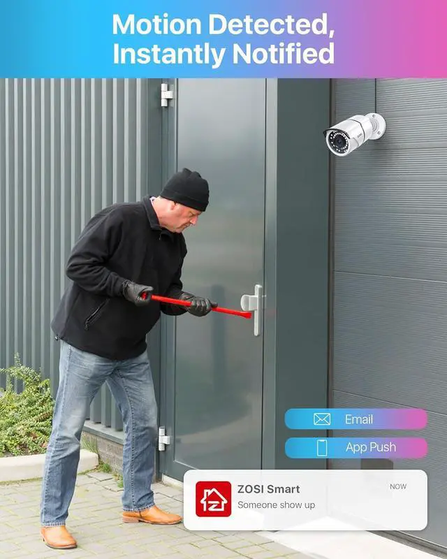 Alt view image 3 of 7 - Gadpiparty ZOSI 4K 8CH PoE Security Camera System, 8 Ports 16CH 8MP NVR Recorder with 2TB HDD, 8pcs Weatherproof 5MP Outdoor Indoor Home Surveillance IP Cameras, Night Vision, Motion Alert, for 24/7