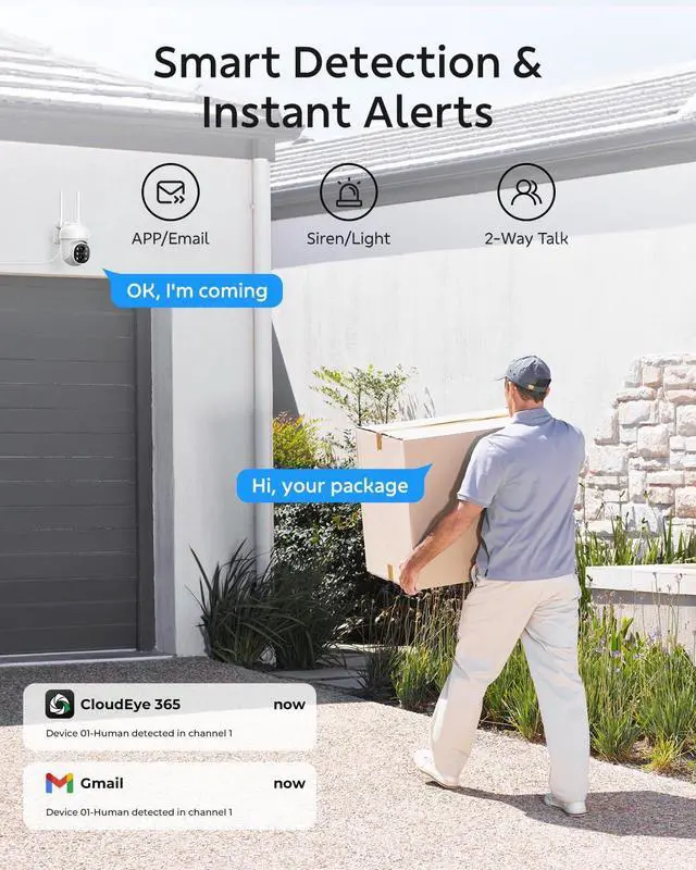 Alt view image 4 of 7 - Gadpiparty 2K Security Camera System Wireless Outdoor with 10 IPS Monitor, 8pcs Dual Lens PTZ Security Camera,10x Hybrid Zoom, Auto Tracking, 2 Way Audio, Color Night Vision, No Subscription, 500GB