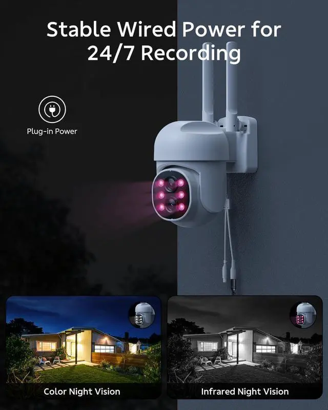 Alt view image 6 of 7 - Gadpiparty 2K Security Camera System Wireless Outdoor with 10 IPS Monitor, 8pcs Dual Lens PTZ Security Camera,10x Hybrid Zoom, Auto Tracking, 2 Way Audio, Color Night Vision, No Subscription, 500GB