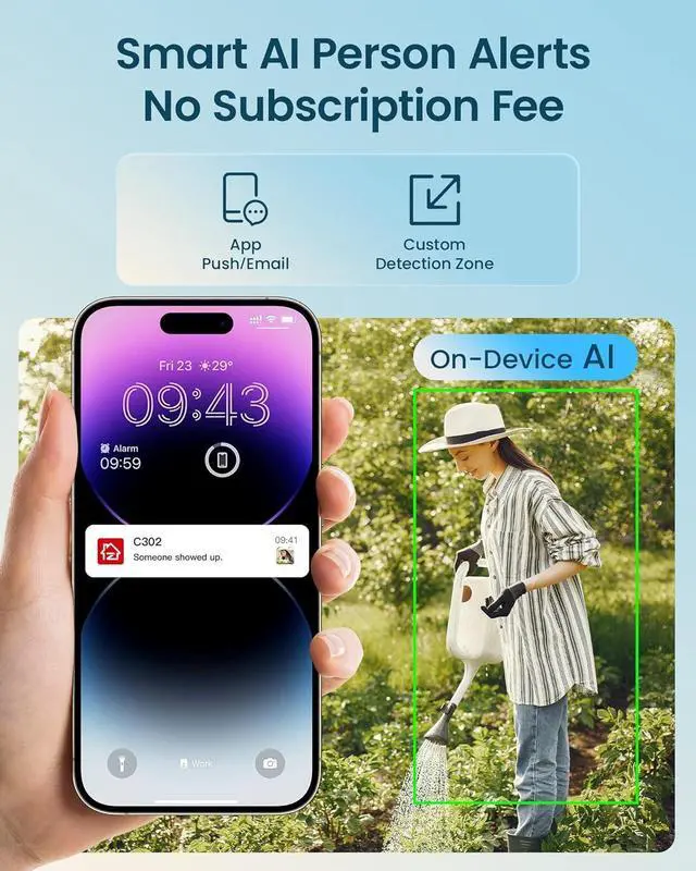 Alt view image 4 of 7 - ZOSI 8CH 2K Wi-Fi 6 Security Camera System with 12" LCD Monitor,8pcs 3MP Home Plug-in WiFi Cameras Outdoor,AI Person Detection,Spotlight Color Night Vision,2-Way Audio,2TB HDD for 24/7 Recording