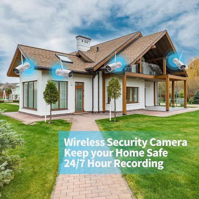 Alt view image 4 of 6 - Gadpiparty 10CH Expandable Wireless Security Camera System with 10.1" Monitor 4pcs 2K/3MP Indoor Outdoor IP66 Waterproof Camera 1-Way Audio Night Vision Motion Detection Home Business Surveillance NO