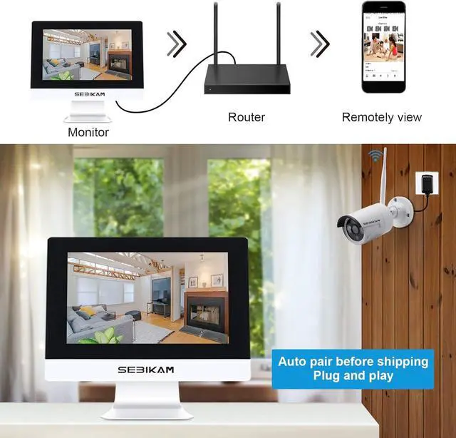 Alt view image 5 of 6 - Gadpiparty 10CH Expandable Wireless Security Camera System with 10.1" Monitor 4pcs 2K/3MP Indoor Outdoor IP66 Waterproof Camera 1-Way Audio Night Vision Motion Detection Home Business Surveillance NO