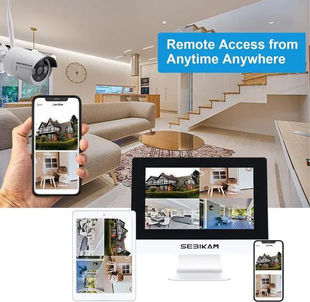 Alt view image 6 of 6 - Gadpiparty 10CH Expandable Wireless Security Camera System with 10.1" Monitor 4pcs 2K/3MP Indoor Outdoor IP66 Waterproof Camera 1-Way Audio Night Vision Motion Detection Home Business Surveillance NO