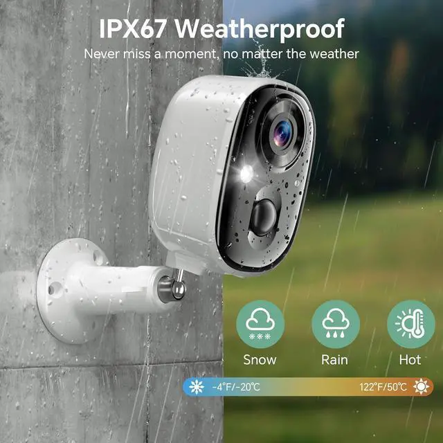 Alt view image 5 of 6 - Gadpiparty Security Cameras Wireless Outdoor 2K Battery Powered Color Night Vision WiFi Waterproof Surveillance Camera 2 Way Audio Mic Motion Detection Spotlight Alarm SD/Cloud Storage for Indoor Hom