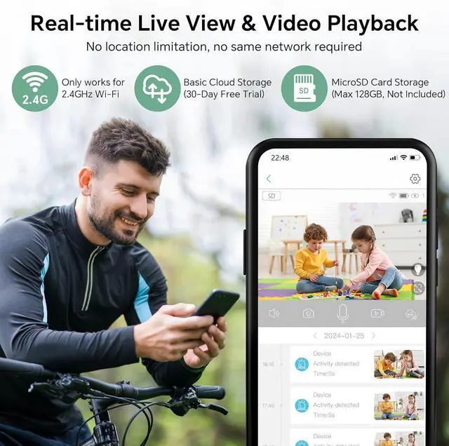 Alt view image 6 of 6 - Gadpiparty Security Cameras Wireless Outdoor 2K Battery Powered Color Night Vision WiFi Waterproof Surveillance Camera 2 Way Audio Mic Motion Detection Spotlight Alarm SD/Cloud Storage for Indoor Hom