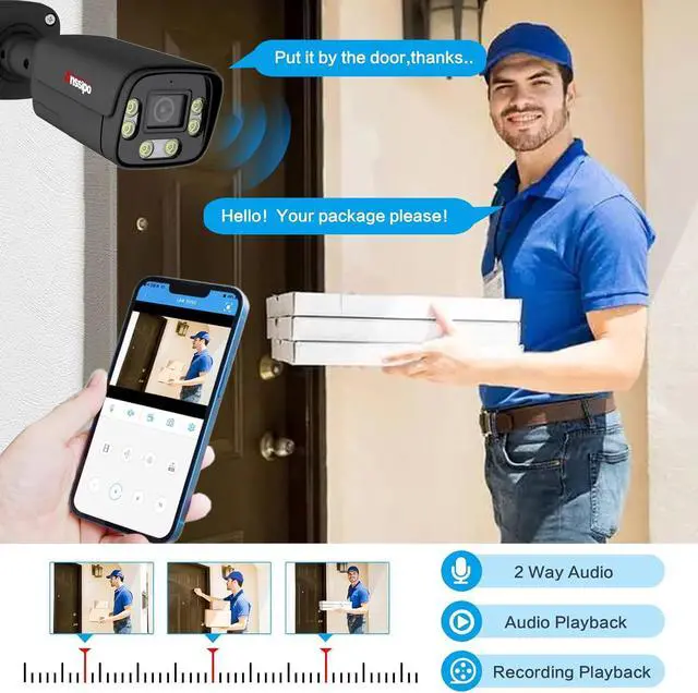 Alt view image 5 of 6 - Gadpiparty 5MP POE Security Camera System for Outdoor Indoor, 8pcs Wired Security Cameras with Two-Way Audio, AI Face/Motion Detection, Color Night Vision, 8-Channel H.265+ NVR, 2TB Hard Drive, Smart