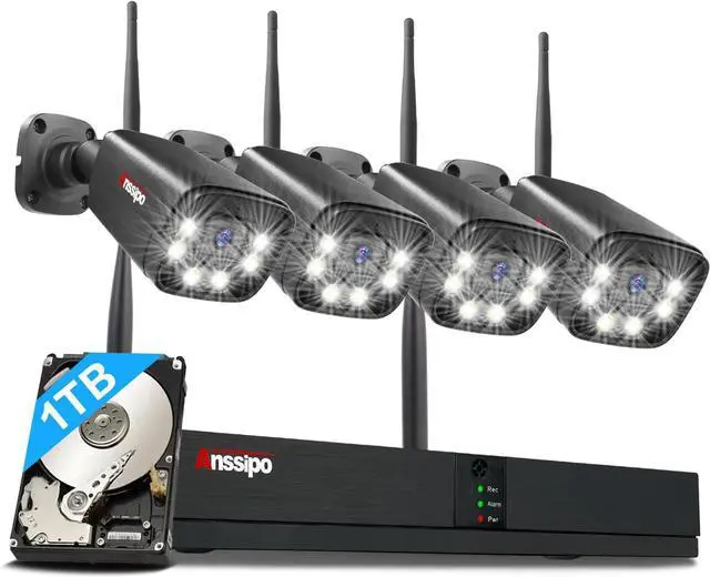 Main image of Gadpiparty 4K Wireless Wi-Fi Home Camera System for Outdoor Indoor House Security, 4pcs Surveillance Camera with Dual Warning, AI Detection, Color Night Vision,2 Way Audio, 4K 8CH NVR with 1TB HDD 24