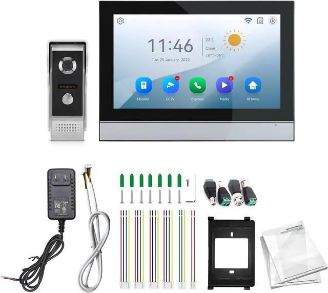 Alt view image 2 of 7 - Gadpiparty WiFi Wired Video Doorbell System, 10 Inch Ring Video Doorbell Camera with Monitor, Support Two-Way Intercom Tuya APP Monitor Remote Unlock & 1080 HD IR Night Vision for Villa Home Office A
