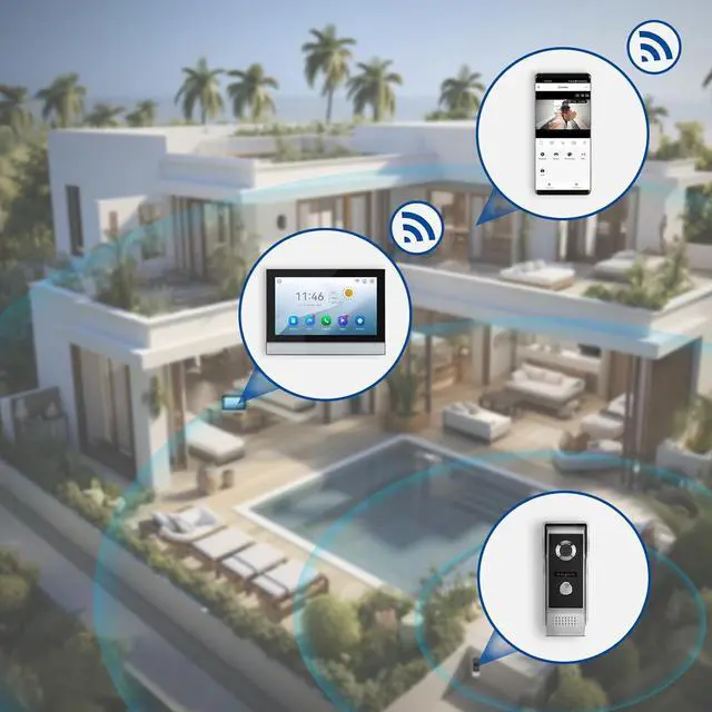 Alt view image 4 of 7 - Gadpiparty WiFi Wired Video Doorbell System, 10 Inch Ring Video Doorbell Camera with Monitor, Support Two-Way Intercom Tuya APP Monitor Remote Unlock & 1080 HD IR Night Vision for Villa Home Office A