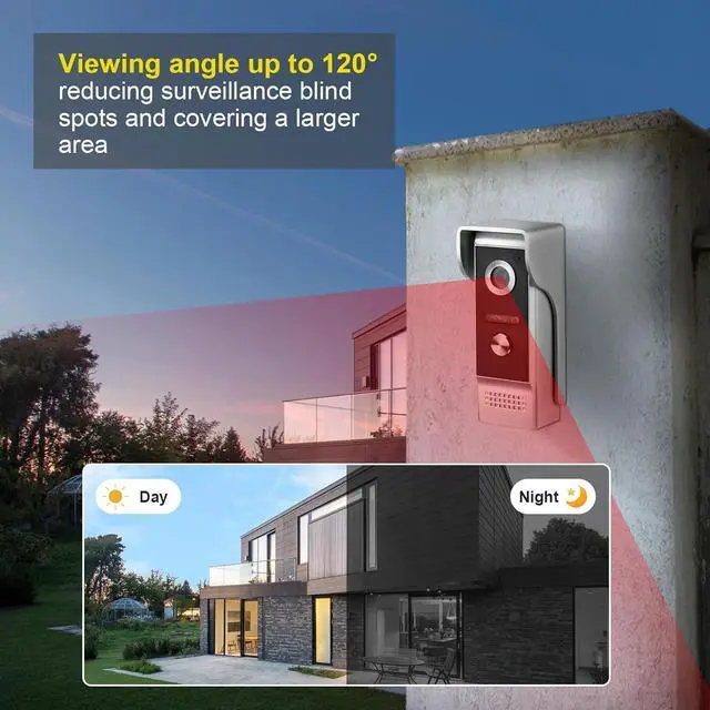 Alt view image 7 of 7 - Gadpiparty WiFi Wired Video Doorbell System, 10 Inch Ring Video Doorbell Camera with Monitor, Support Two-Way Intercom Tuya APP Monitor Remote Unlock & 1080 HD IR Night Vision for Villa Home Office A