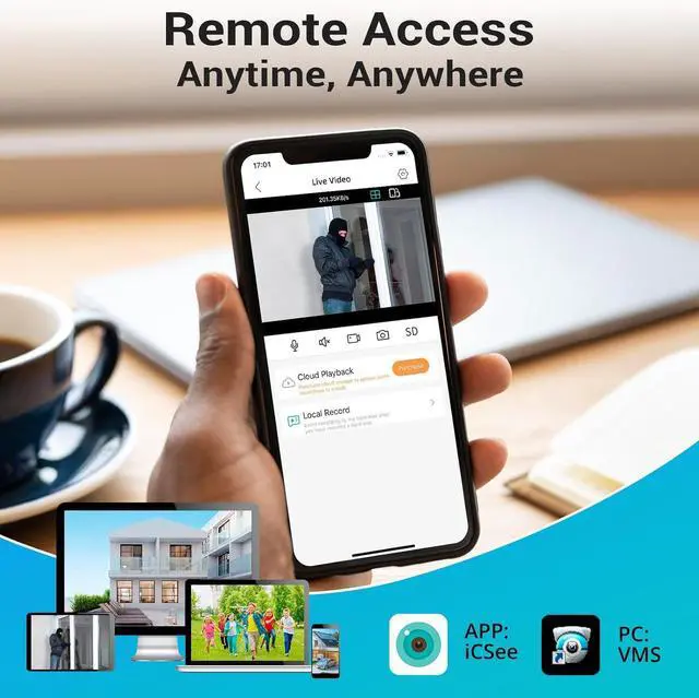 Alt view image 4 of 7 - Gadpiparty Fuers H.265+ 8CH Security DVR Recorder for Home Security Camera System, dvr 8 Channel for HD-TVI/CVI/XVI/AHD/IP Analog Security Camera, 24/7 Recording to Pre-Installed 1TB Hard Drive,Remot