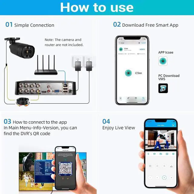 Alt view image 7 of 7 - Gadpiparty Fuers H.265+ 8CH Security DVR Recorder for Home Security Camera System, dvr 8 Channel for HD-TVI/CVI/XVI/AHD/IP Analog Security Camera, 24/7 Recording to Pre-Installed 1TB Hard Drive,Remot