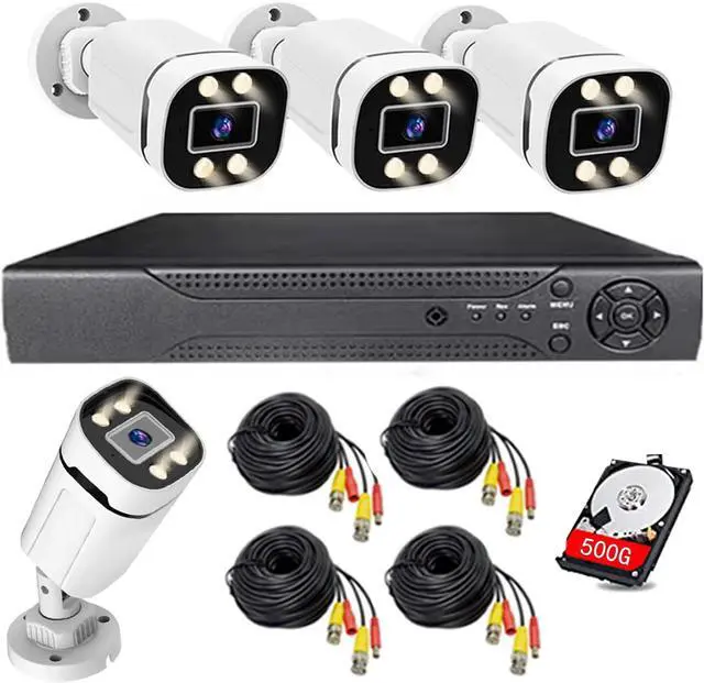 Main image of Gadpiparty Home Security System 4Ch DVR Kits with 4pcs 1080P Waterproof Bullet Analog AHD TVI CVI Camera 3MP Lens Color Night Vision Outdoor Surveillance Wired CCTV Set (Include 500GB HDD) 24/7 Recor