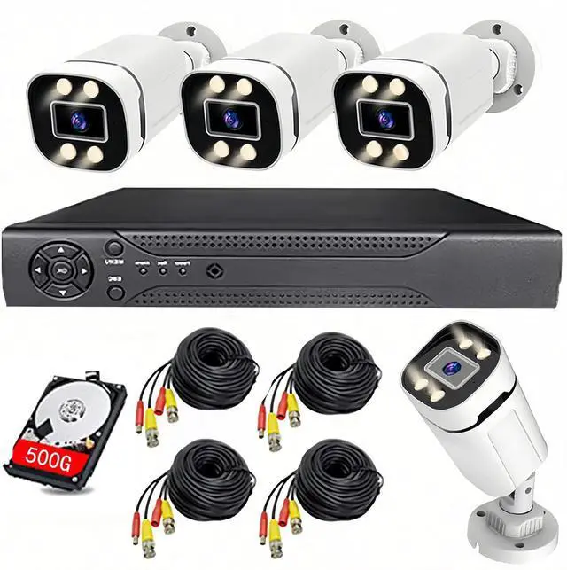 Alt view image 6 of 7 - Gadpiparty Home Security System 4Ch DVR Kits with 4pcs 1080P Waterproof Bullet Analog AHD TVI CVI Camera 3MP Lens Color Night Vision Outdoor Surveillance Wired CCTV Set (Include 500GB HDD) 24/7 Recor