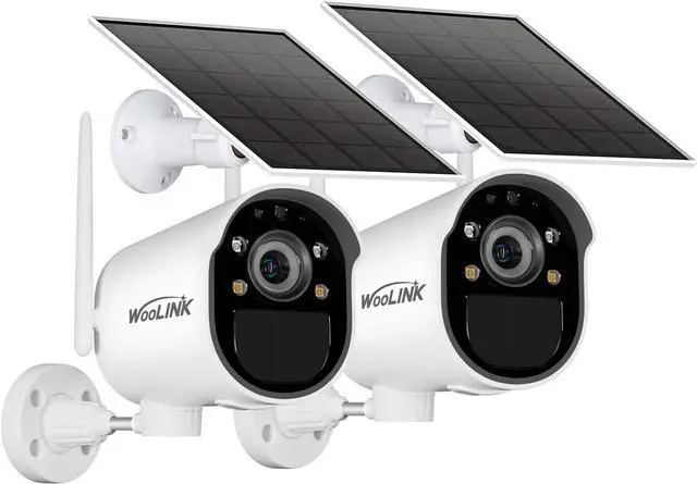 Main image of Gadpiparty WOOLINK 2PK Solar Security Cameras Wireless Outdoor with PR 225°, 2.4GHz WiFi Cameras for Home Security with Solar Panel, AI Detection, 1080P Color Night Vision, SD/Cloud, 2-Way Talk, IP65
