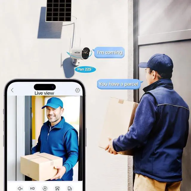 Alt view image 5 of 7 - Gadpiparty WOOLINK 2PK Solar Security Cameras Wireless Outdoor with PR 225°, 2.4GHz WiFi Cameras for Home Security with Solar Panel, AI Detection, 1080P Color Night Vision, SD/Cloud, 2-Way Talk, IP65