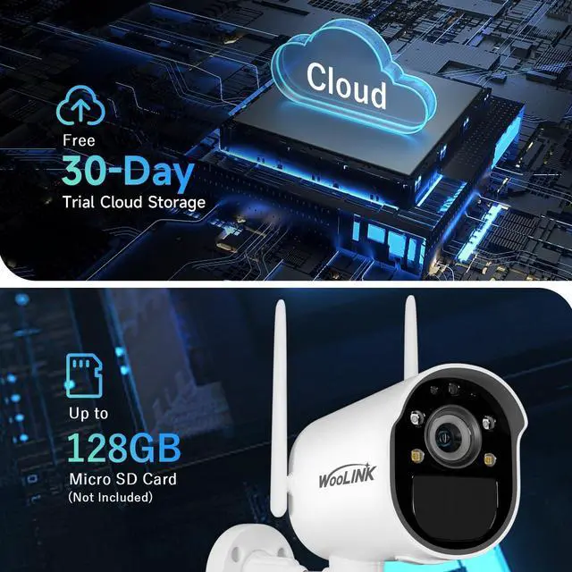 Alt view image 7 of 7 - Gadpiparty WOOLINK 2PK Solar Security Cameras Wireless Outdoor with PR 225°, 2.4GHz WiFi Cameras for Home Security with Solar Panel, AI Detection, 1080P Color Night Vision, SD/Cloud, 2-Way Talk, IP65