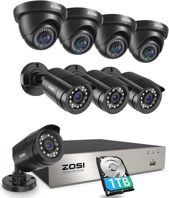 Main image of Gadpiparty ZOSI 3K Lite Security Camera System with AI Human Vehicle Detection,H.265+ 8CH HD TVI Video DVR Recorder with 8X HD 1920TVL 1080P Indoor Outdoor Weatherproof CCTV Cameras,Remote Access,1TB