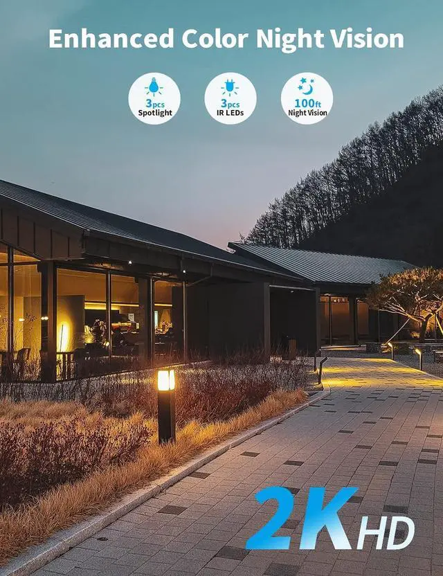 Alt view image 2 of 7 - Gadpiparty [2K&2-Way Audio&Floodlight]Tonton Portable LCD Security Camera System Wireless,4CH NVR with 7" IPS Touchscreen Monitor and 2PCS 3MP Floodlight Cameras with PIR Sensor,32GB SD Card Included