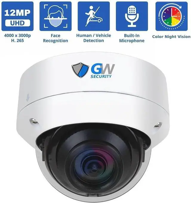 Alt view image 2 of 7 - Gadpiparty GW Security 8 Channel 12MP 4K @30FPS Face Recognition PoE Security Camera System with 4 x 12MP (4000x3000P) IP Color Night Vision Waterproof Microphone AI Dome Cameras, 10 Smart AI Functio