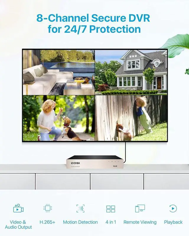 Alt view image 5 of 7 - Gadpiparty ZOSI 8 Channels Full 1080P High Definition Hybrid 4-in-1 HD TVI DVR Video Recorder CCTV Network Motion Detection for Surveillance Security Camera System Mobile Phone Monitoring Real Time R