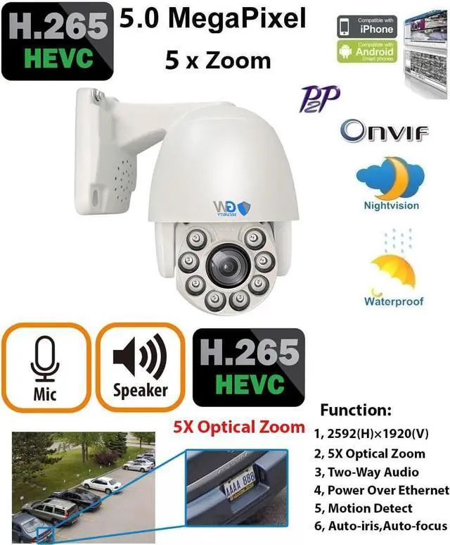 Alt view image 2 of 7 - Gadpiparty GW Security 8 Channel 4K NVR 5MP PoE Smart AI Security Camera System with 4 x 5MP Bullet Cameras and 1 x 5MP 5X Motorized Zoom Two-Way Audio PTZ Camera, Outdoor Indoor Video & Audio Survei