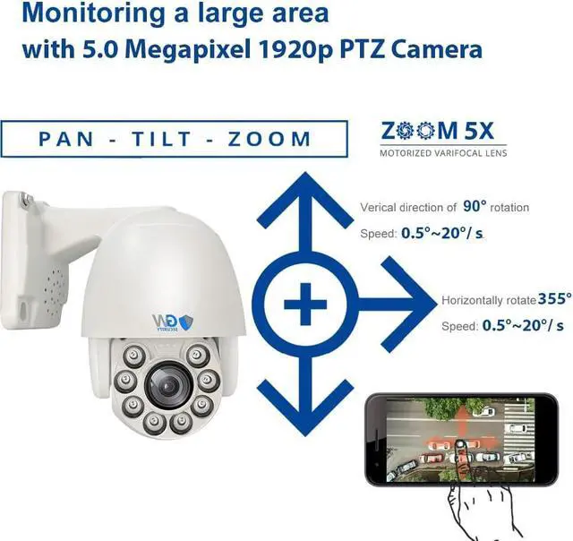 Alt view image 5 of 7 - Gadpiparty GW Security 8 Channel 4K NVR 5MP PoE Smart AI Security Camera System with 4 x 5MP Bullet Cameras and 1 x 5MP 5X Motorized Zoom Two-Way Audio PTZ Camera, Outdoor Indoor Video & Audio Survei