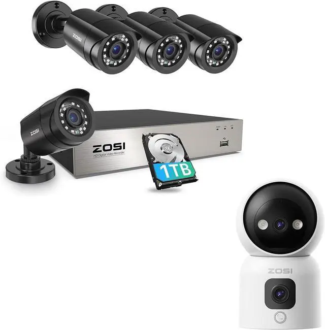 Main image of Gadpiparty ZOSI 3K Lite Security Camera System with AI Human Vehicle Detection,8CH HD TVI Video DVR Recorder with 4X HD Weatherproof CCTV Cameras,Remote Access,1TB Hard Drive&C528D 2K Dual-Lens Indoo
