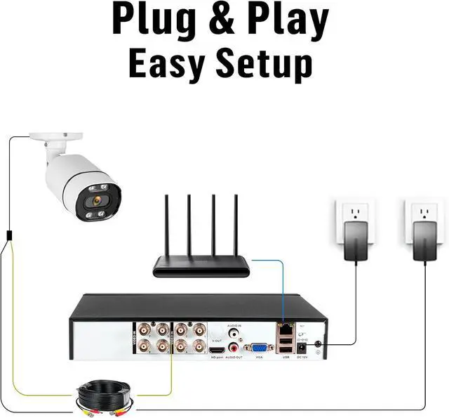 Alt view image 6 of 7 - Gadpiparty Fuers 8CH Security Camera System,H.265+ Surveillance Video Recorders with 2 x 2592P 5MP Wired IP66 Bullet Cameras,for Indoor Outdoor Use,500G HDD Included, Email Alert,Mobile APP & PC Remo
