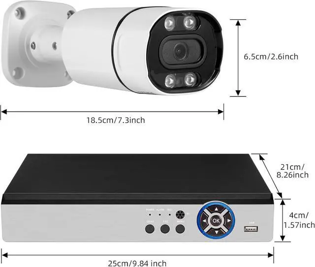 Alt view image 7 of 7 - Gadpiparty Fuers 8CH Security Camera System,H.265+ Surveillance Video Recorders with 2 x 2592P 5MP Wired IP66 Bullet Cameras,for Indoor Outdoor Use,500G HDD Included, Email Alert,Mobile APP & PC Remo