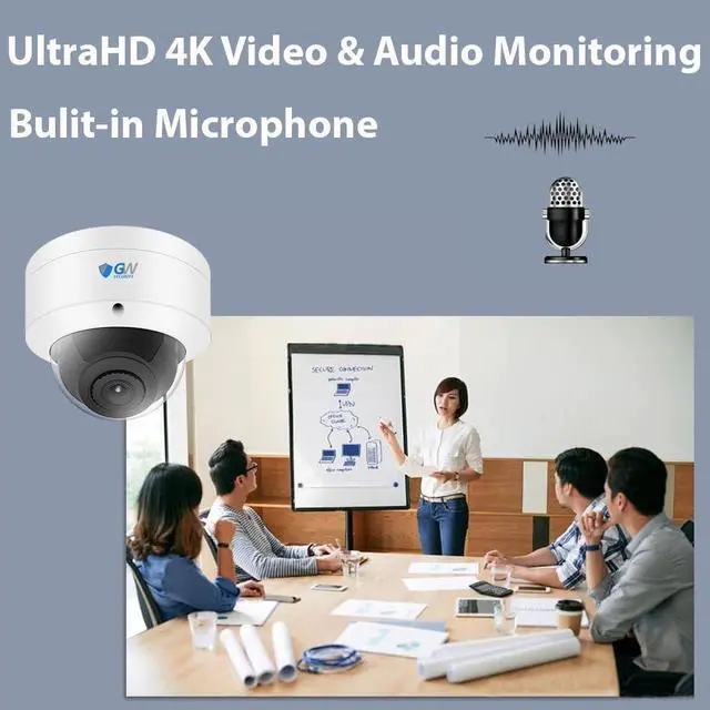 Alt view image 6 of 7 - Gadpiparty GW Security 8 Channel NVR UltraHD 4K 8MP Face/Human/Vehicle Detection PoE Security Camera System with 4 x 4K 8MP IP Microphone Smart AI Dome Camera, 100ft Night Vision, Outdoor Indoor Came