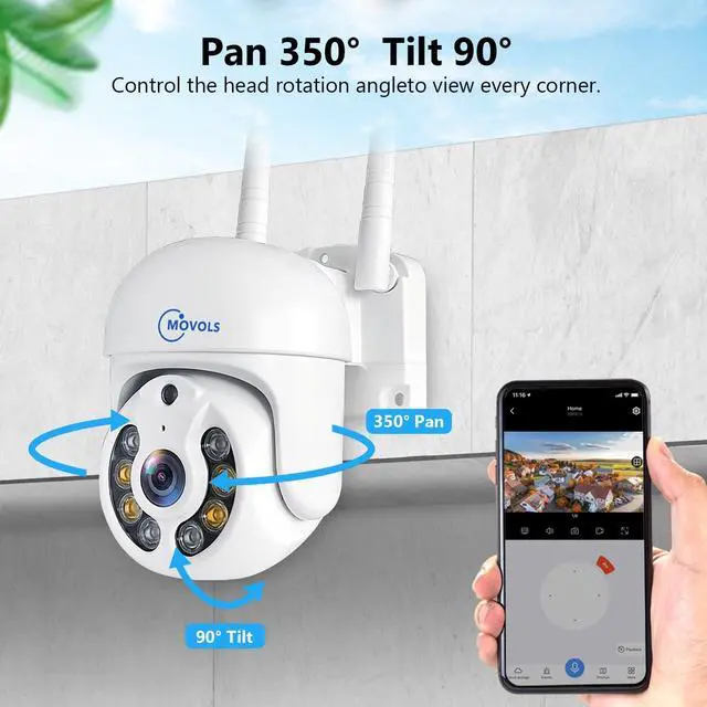 Alt view image 2 of 7 - Gadpiparty MOVOLS 2.5K 10CH Wireless PTZ Security Camera System,8 x 5MP WiFi Auto Track Camera Outdoor,Color Night Vision,5X Digital Zoom,AI Pet Human Vehicle Detection,Light & Siren Alarm,2TB HDD, 2