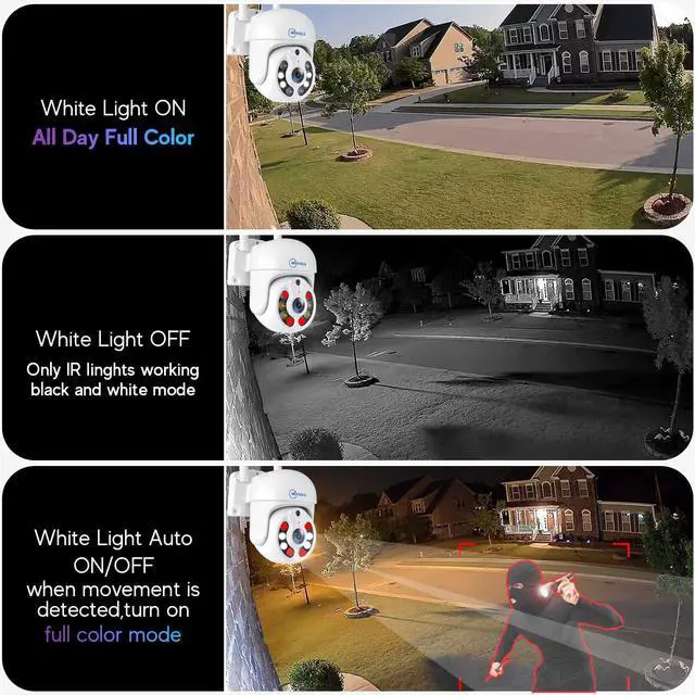Alt view image 4 of 7 - Gadpiparty MOVOLS 2.5K 10CH Wireless PTZ Security Camera System,8 x 5MP WiFi Auto Track Camera Outdoor,Color Night Vision,5X Digital Zoom,AI Pet Human Vehicle Detection,Light & Siren Alarm,2TB HDD, 2
