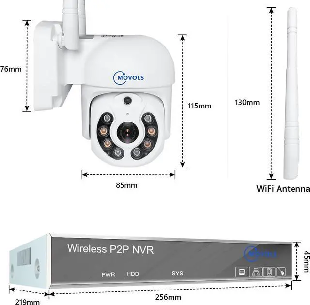 Alt view image 6 of 7 - Gadpiparty MOVOLS 2.5K 10CH Wireless PTZ Security Camera System,8 x 5MP WiFi Auto Track Camera Outdoor,Color Night Vision,5X Digital Zoom,AI Pet Human Vehicle Detection,Light & Siren Alarm,2TB HDD, 2