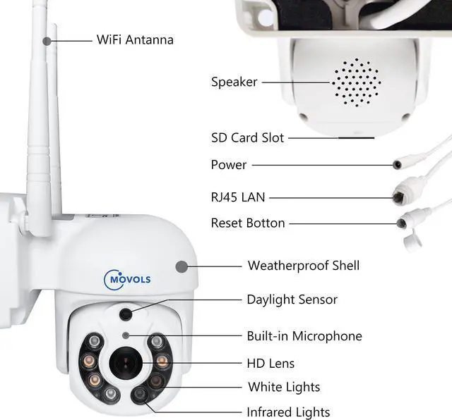 Alt view image 7 of 7 - Gadpiparty MOVOLS 2.5K 10CH Wireless PTZ Security Camera System,8 x 5MP WiFi Auto Track Camera Outdoor,Color Night Vision,5X Digital Zoom,AI Pet Human Vehicle Detection,Light & Siren Alarm,2TB HDD, 2