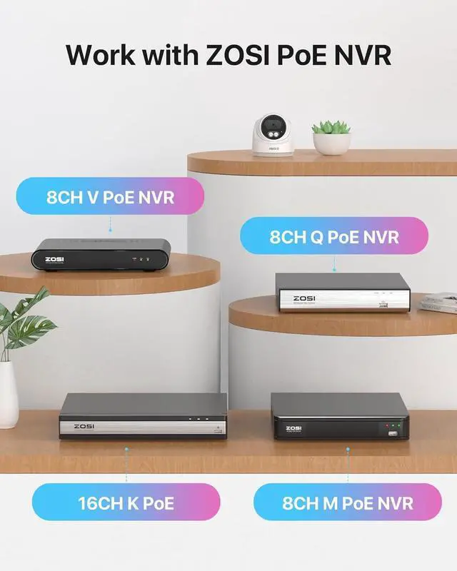 Alt view image 7 of 7 - Gadpiparty ZOSI C220 4MP QHD 2.5K Add-On PoE IP Camera with Cable, 1440p Surveillance Outdoor Camera to Home Security System, Only Work with Our PoE NVR, 100ft IR Night Vision, AI Human Detection, On