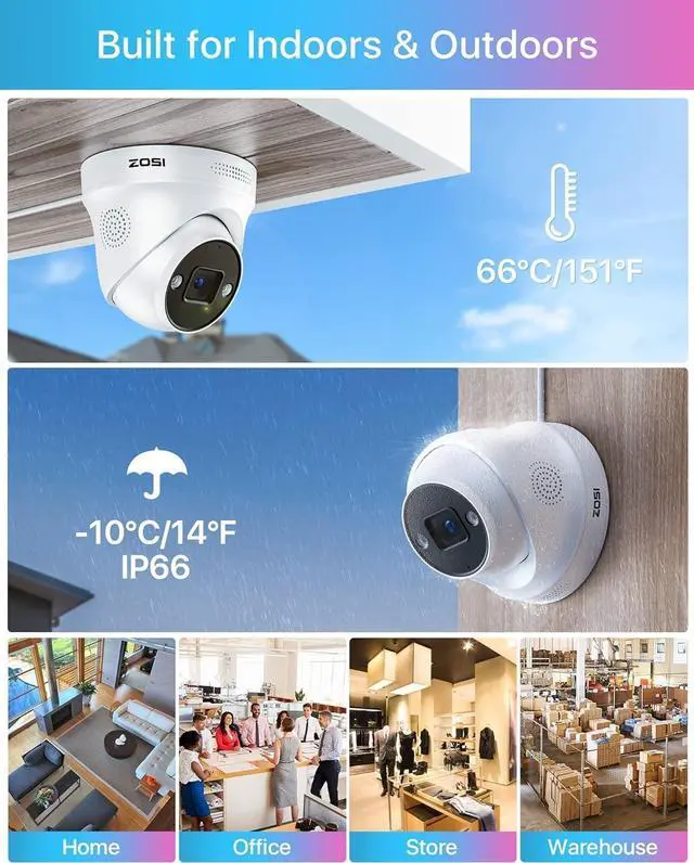Alt view image 2 of 7 - Gadpiparty ZOSI 4K POE Security Camera System, 4PCS 4K Outdoor Indoor Spotlight PoE IP Cameras Wired, Color Night Vision, Motion Alert, 8 Ports 16CH 8MP Home Surveillance NVR with 2TB HDD for 24/7 Re
