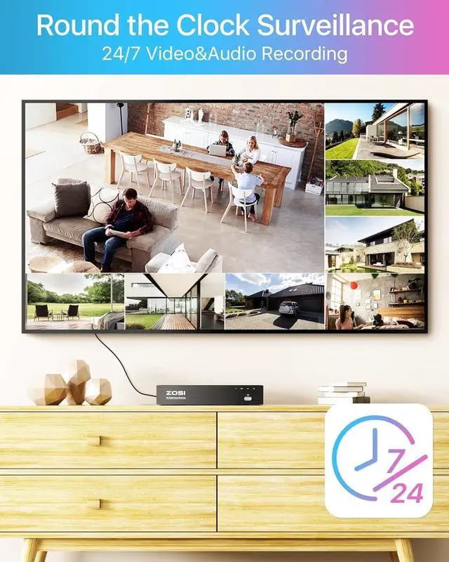 Alt view image 4 of 7 - Gadpiparty ZOSI 4K POE Security Camera System, 4PCS 4K Outdoor Indoor Spotlight PoE IP Cameras Wired, Color Night Vision, Motion Alert, 8 Ports 16CH 8MP Home Surveillance NVR with 2TB HDD for 24/7 Re