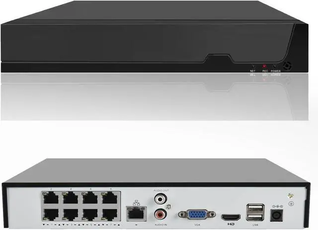 Main image of Gadpiparty 8CH POE NVR for Home Security Camera System, 4K H.265 Network Video Recorder Work with 12MP/8MP/5MP/4MP/3MP/1080P HD POE IP CamerasRemote Access, 24/7 Recording, Support up to 8TB HDD (No