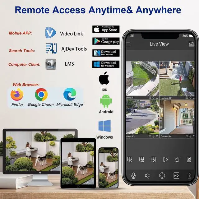 Alt view image 7 of 7 - Gadpiparty 8CH POE NVR for Home Security Camera System, 4K H.265 Network Video Recorder Work with 12MP/8MP/5MP/4MP/3MP/1080P HD POE IP CamerasRemote Access, 24/7 Recording, Support up to 8TB HDD (No