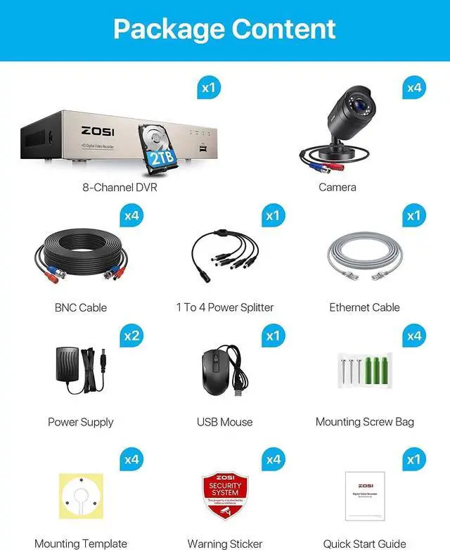 Alt view image 2 of 7 - Gadpiparty ZOSI 8CH 1080P Home Security Cameras System with 2TB Hard Drive,H.265+ 8 Channel 5MP Lite CCTV DVR and (4) x1080P Indoor Outdoor Surveillance Cameras with Night Vision, Motion Alert,Remote